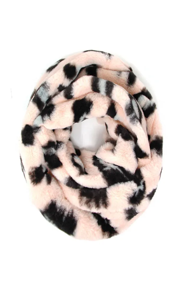 LOF927 Leopard Faux Fur Infinity Scarf