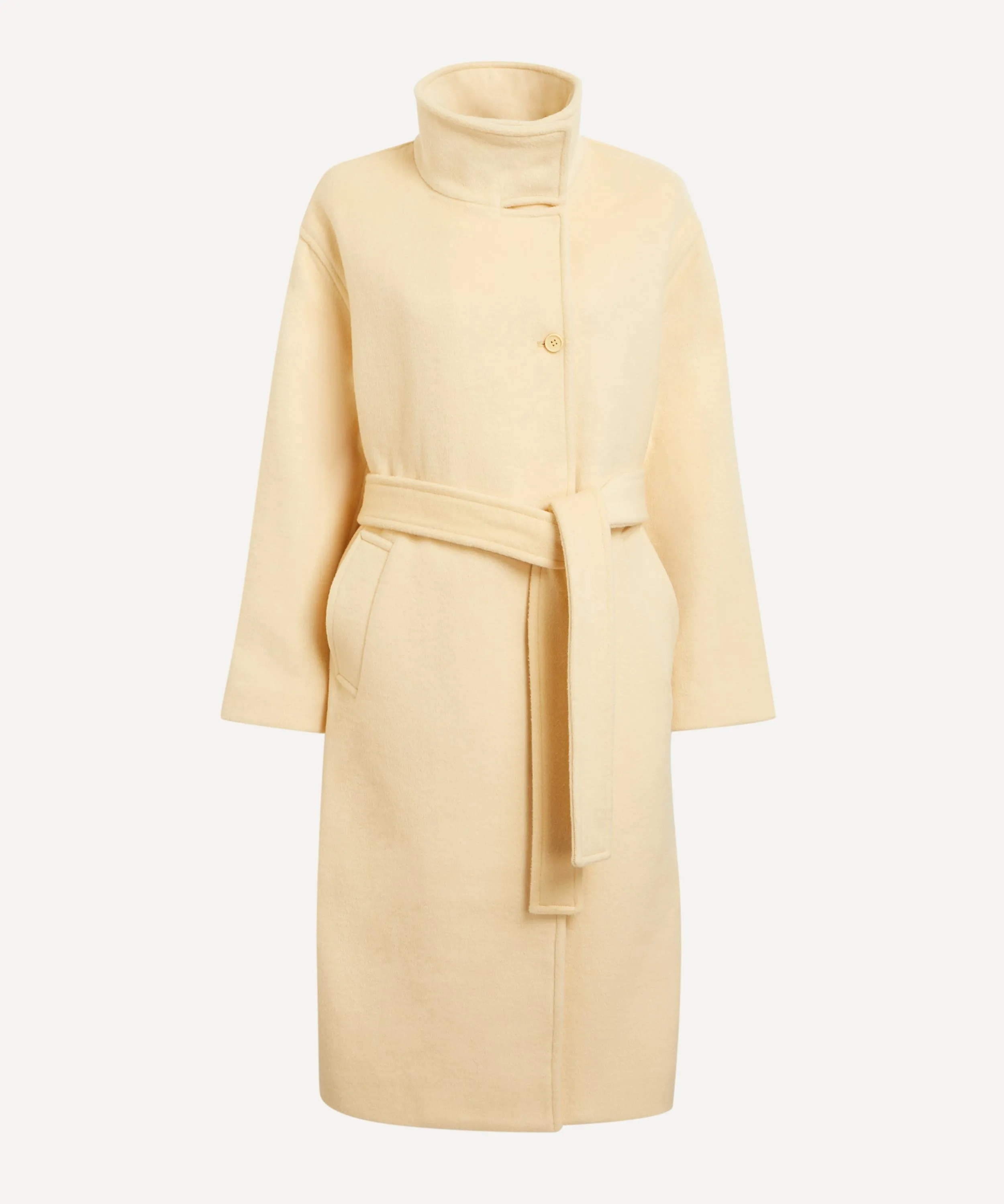 Long Sleeve High Collar Butter Milk Coat 