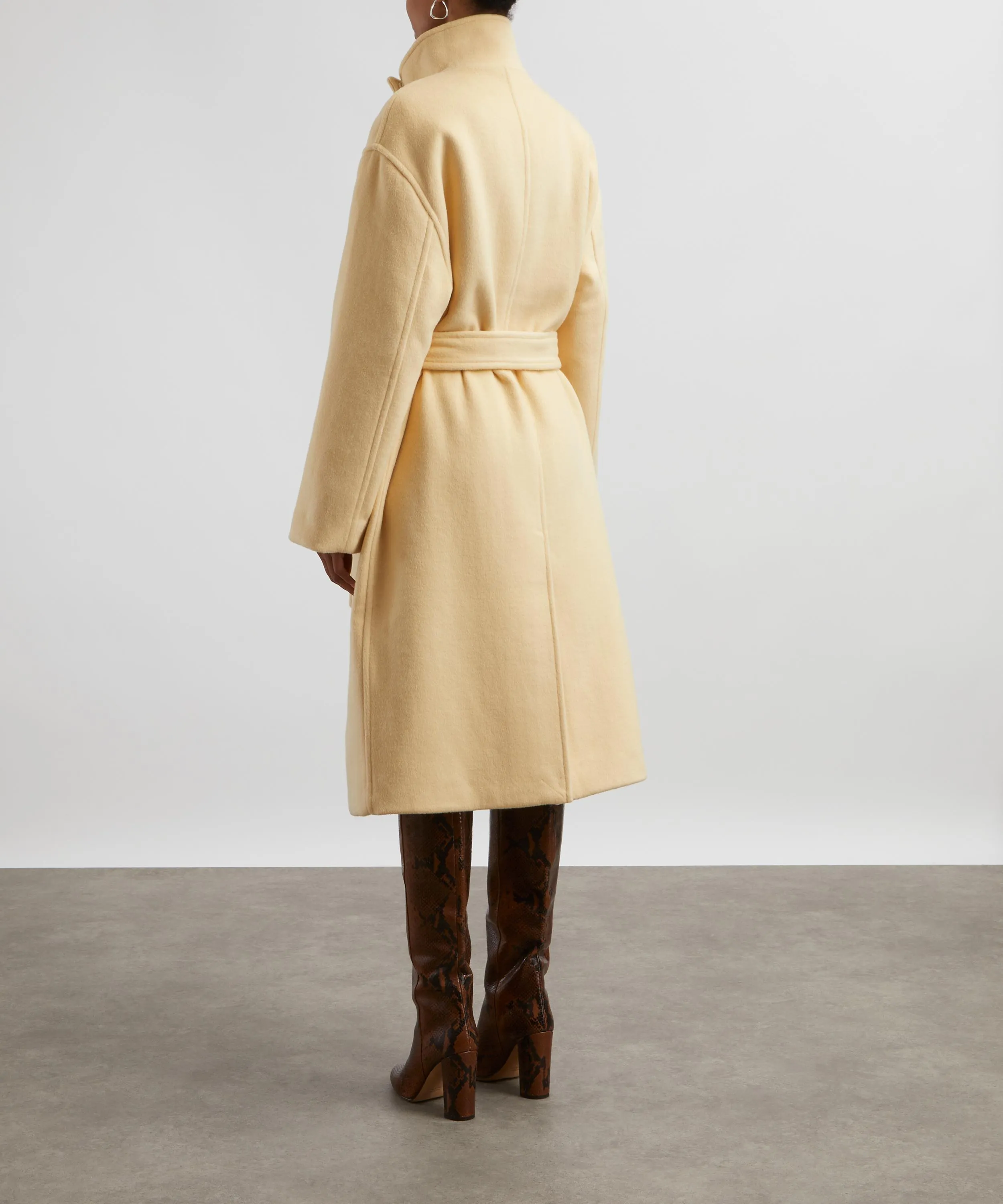 Long Sleeve High Collar Butter Milk Coat 