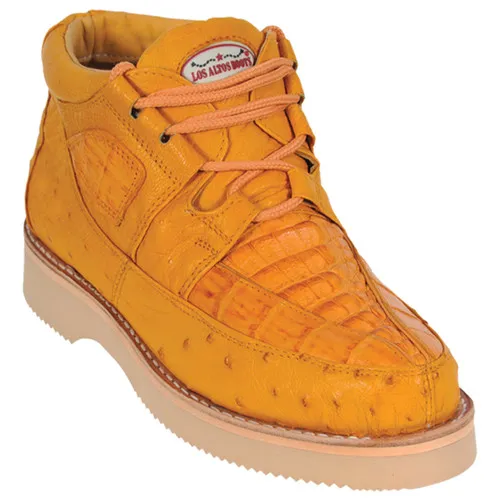 Los Altos Casual Buttercup Caiman & Ostrich Skin Sneakers