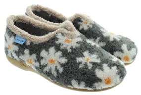 LUNAR Ladies Daisy Slippers In Grey