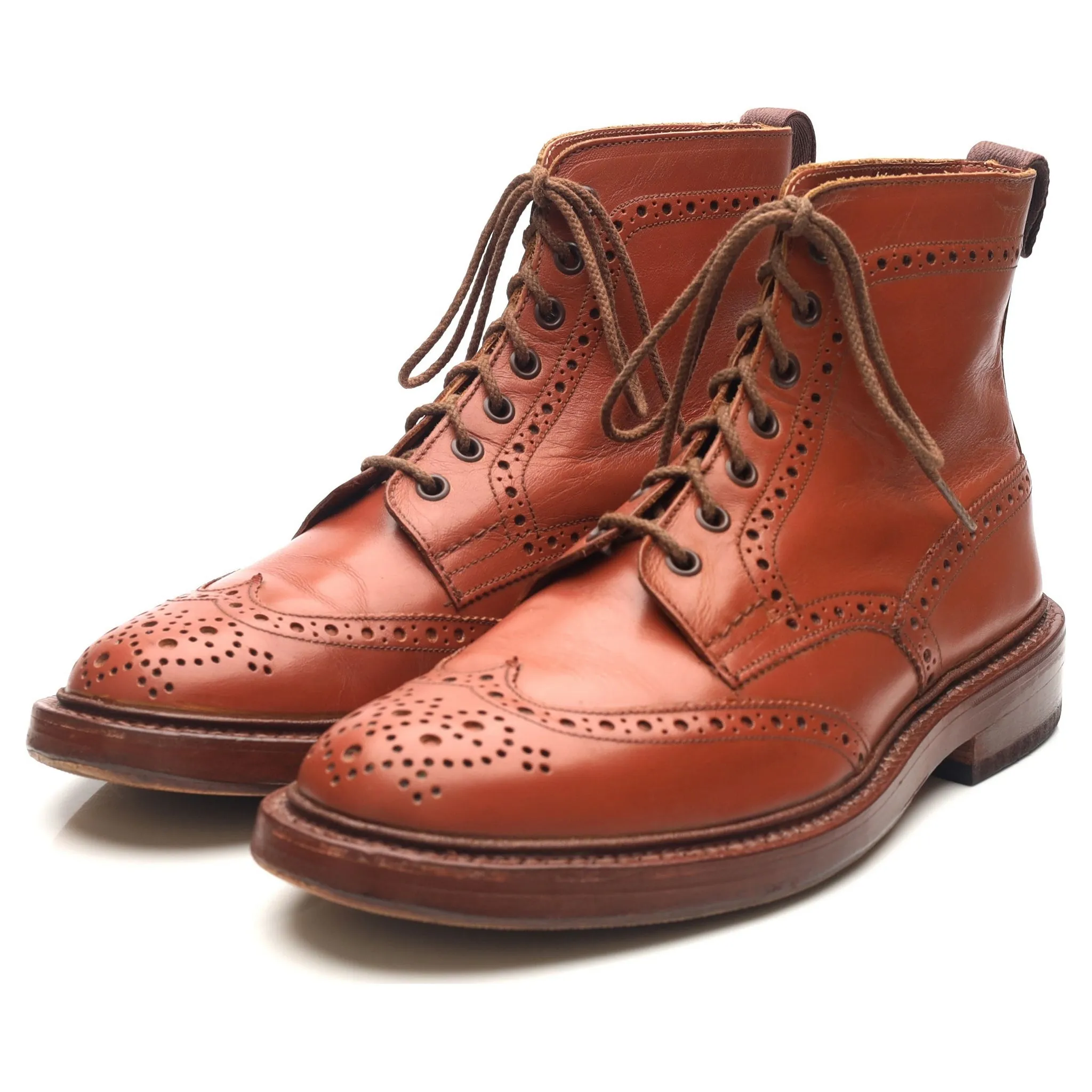 'Malton' Tan Brown Leather Brogue Boots UK 7