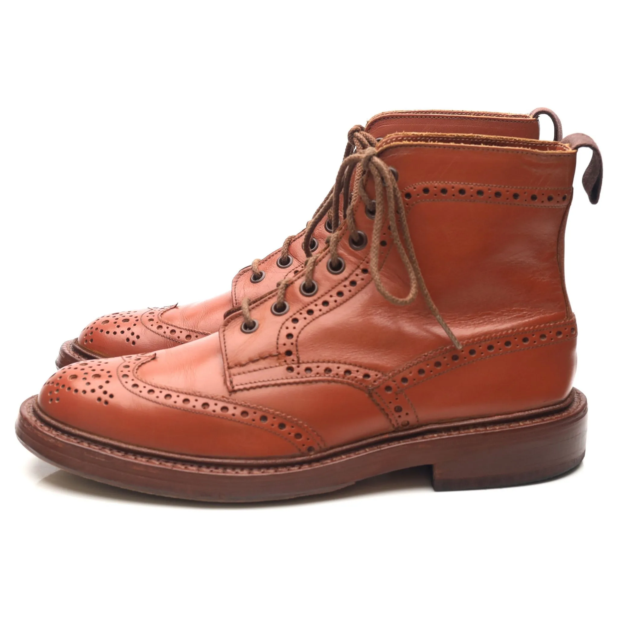 'Malton' Tan Brown Leather Brogue Boots UK 7