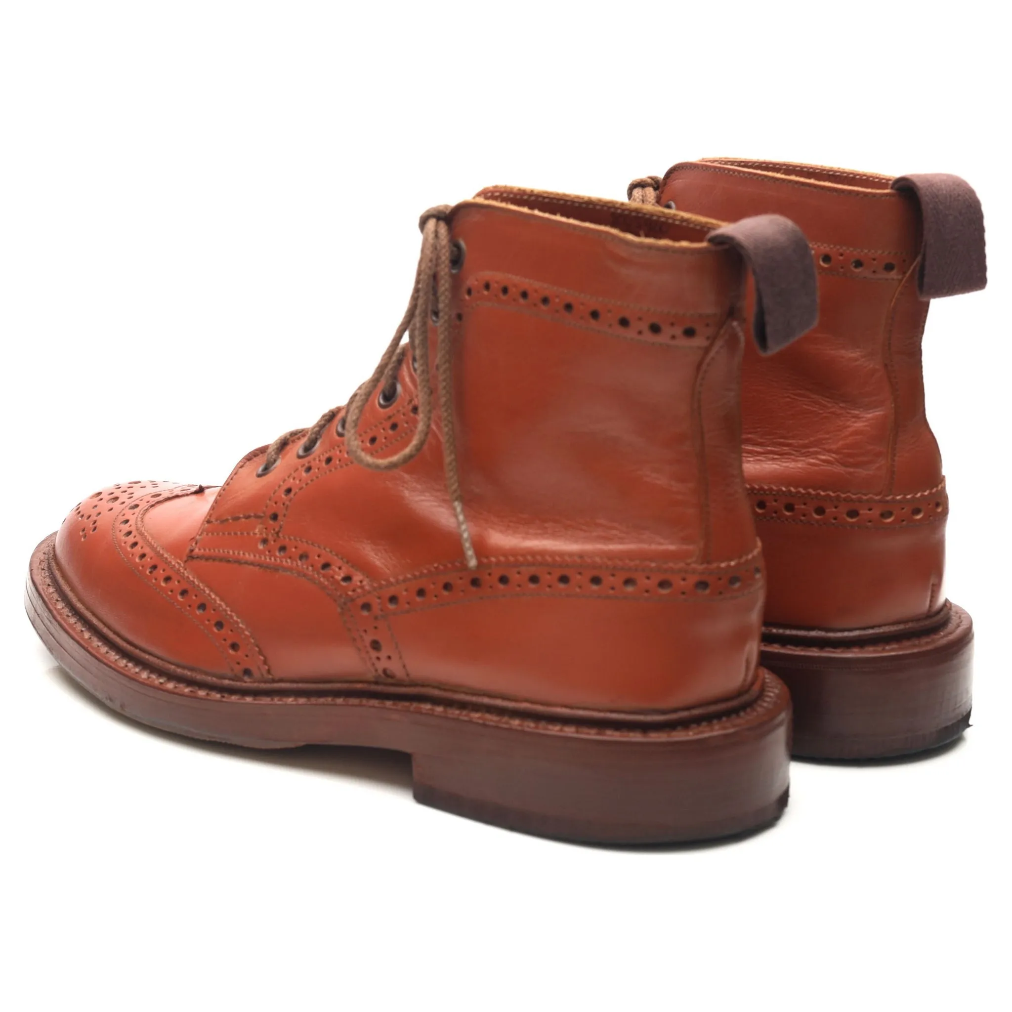 'Malton' Tan Brown Leather Brogue Boots UK 7