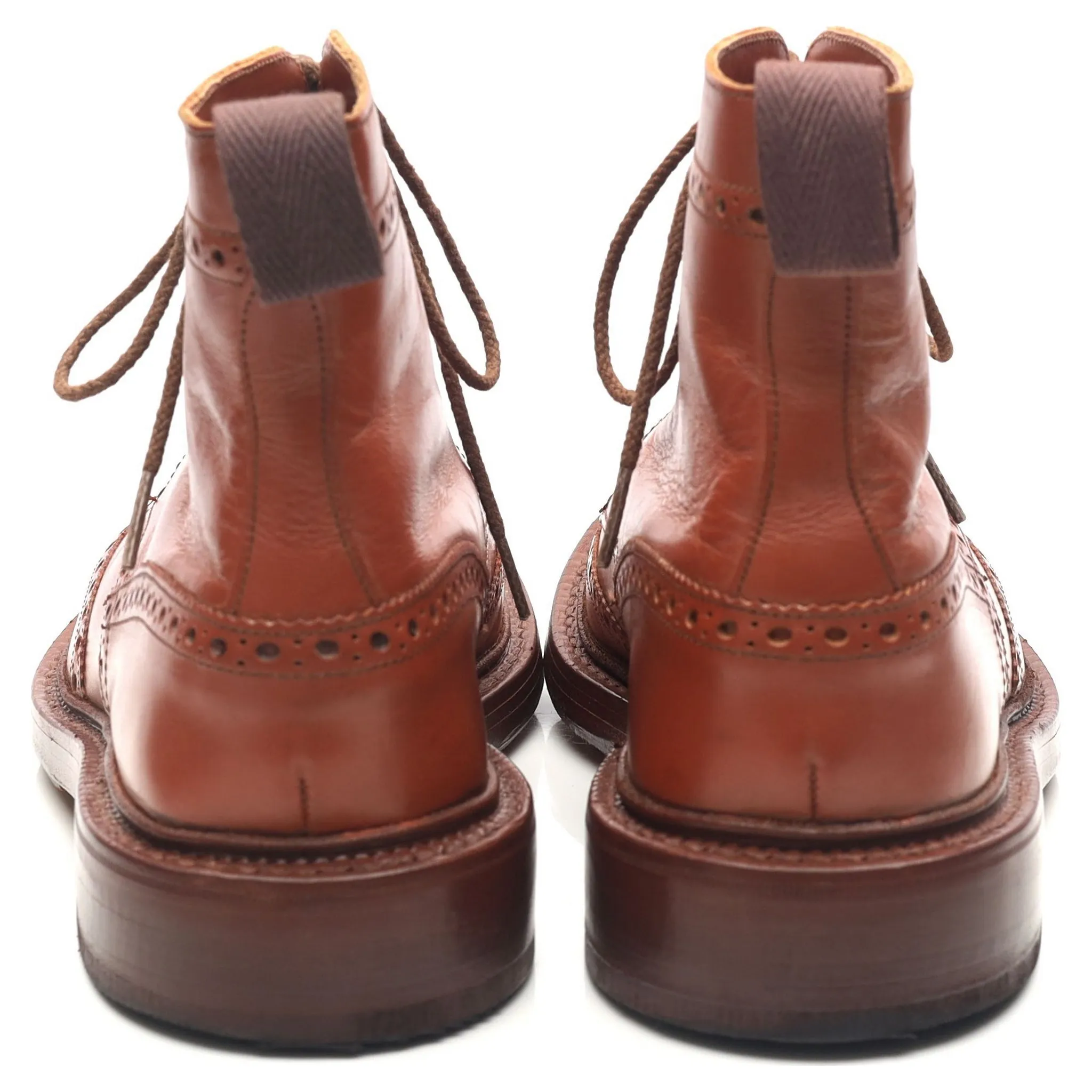 'Malton' Tan Brown Leather Brogue Boots UK 7