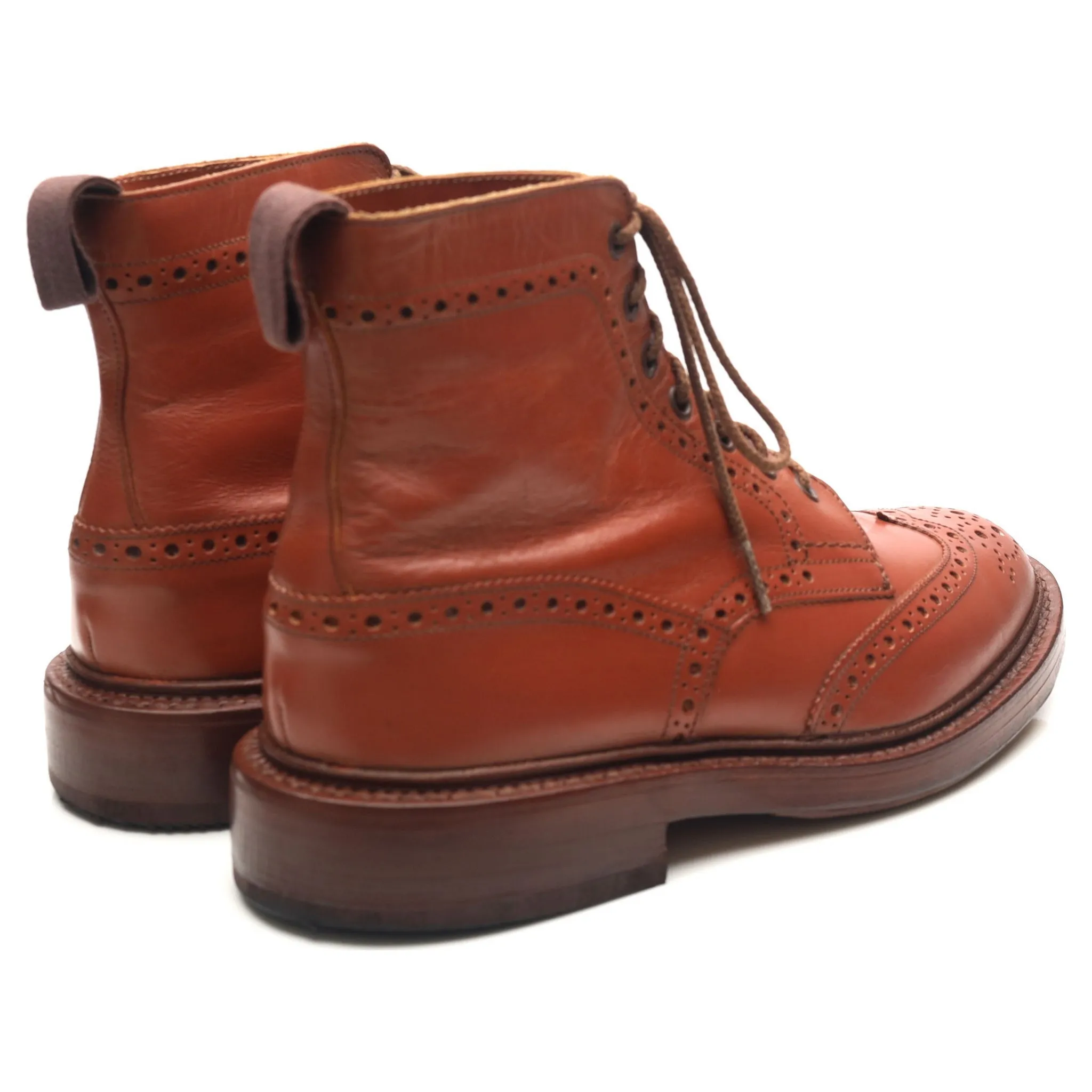 'Malton' Tan Brown Leather Brogue Boots UK 7