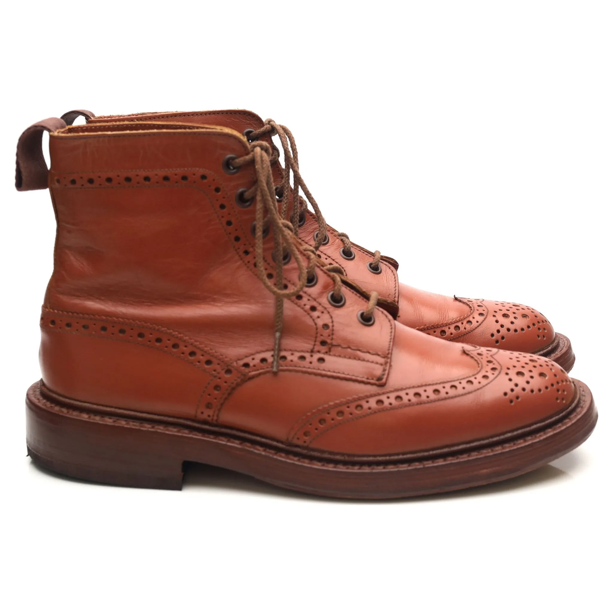 'Malton' Tan Brown Leather Brogue Boots UK 7