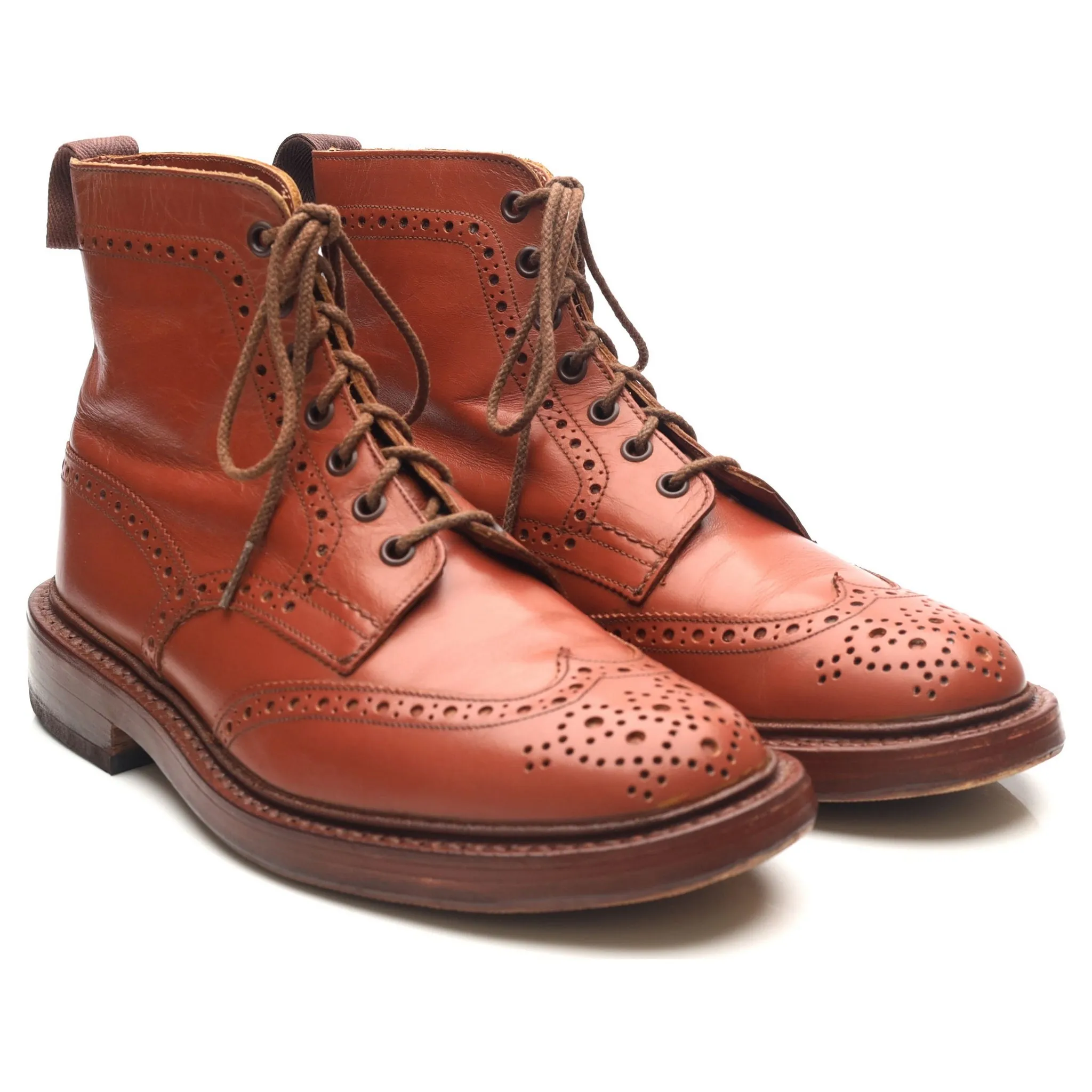 'Malton' Tan Brown Leather Brogue Boots UK 7