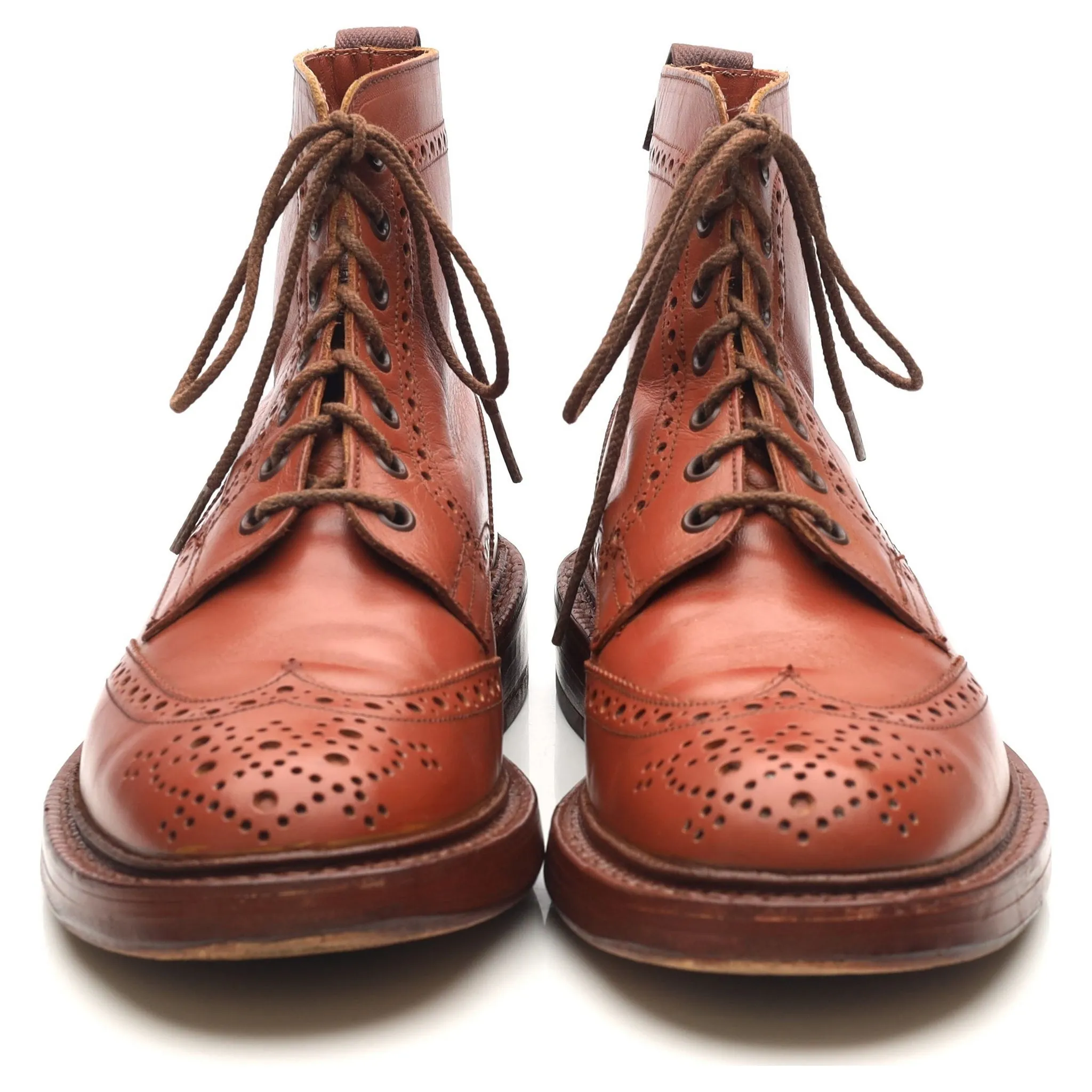 'Malton' Tan Brown Leather Brogue Boots UK 7