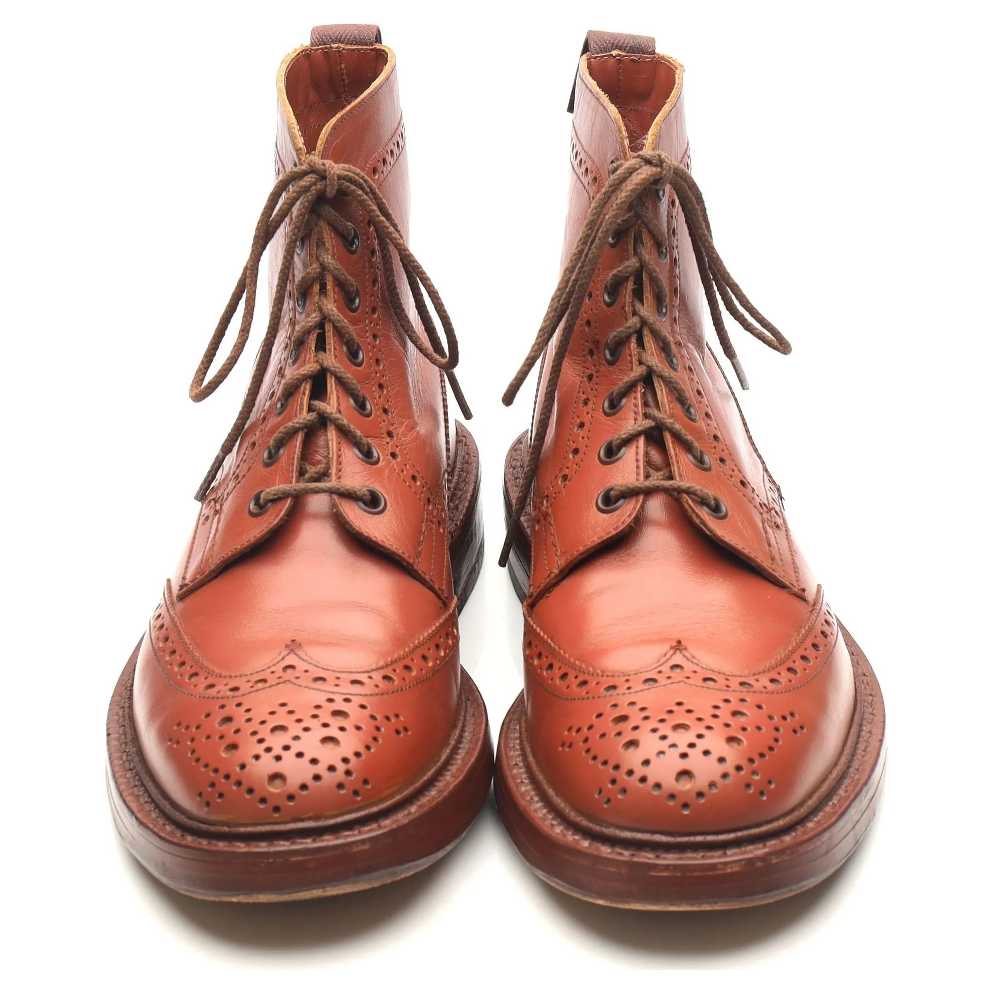 'Malton' Tan Brown Leather Brogue Boots UK 7