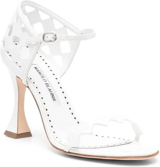 Manolo Blahnik 100mm sculped heels sandals White