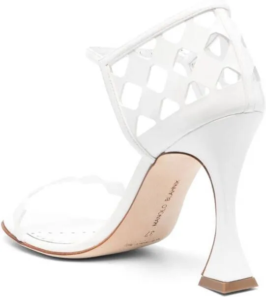 Manolo Blahnik 100mm sculped heels sandals White