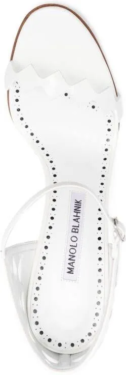 Manolo Blahnik 100mm sculped heels sandals White