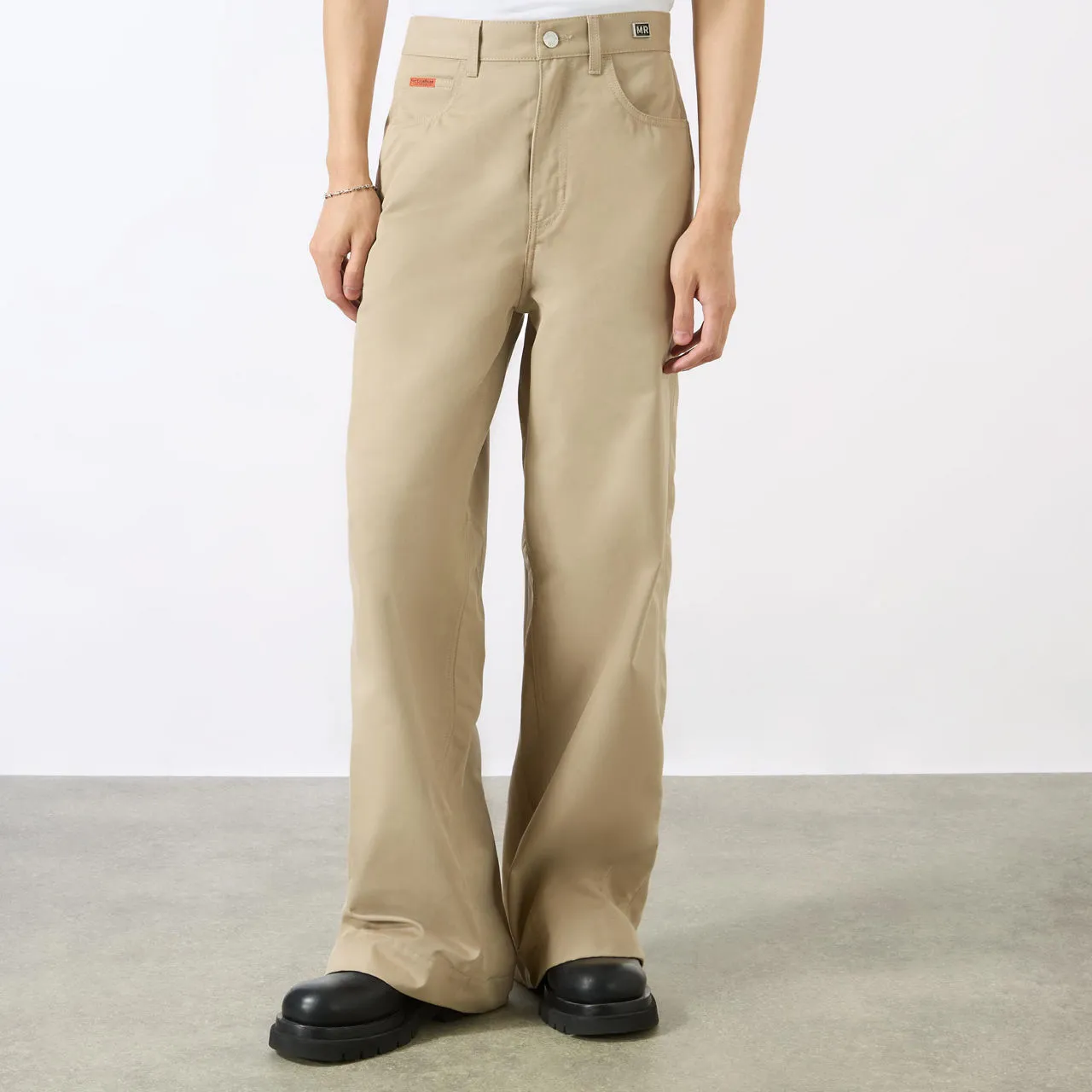 MARTINE ROSE High-Rise Wide Leg Chinos - Beige