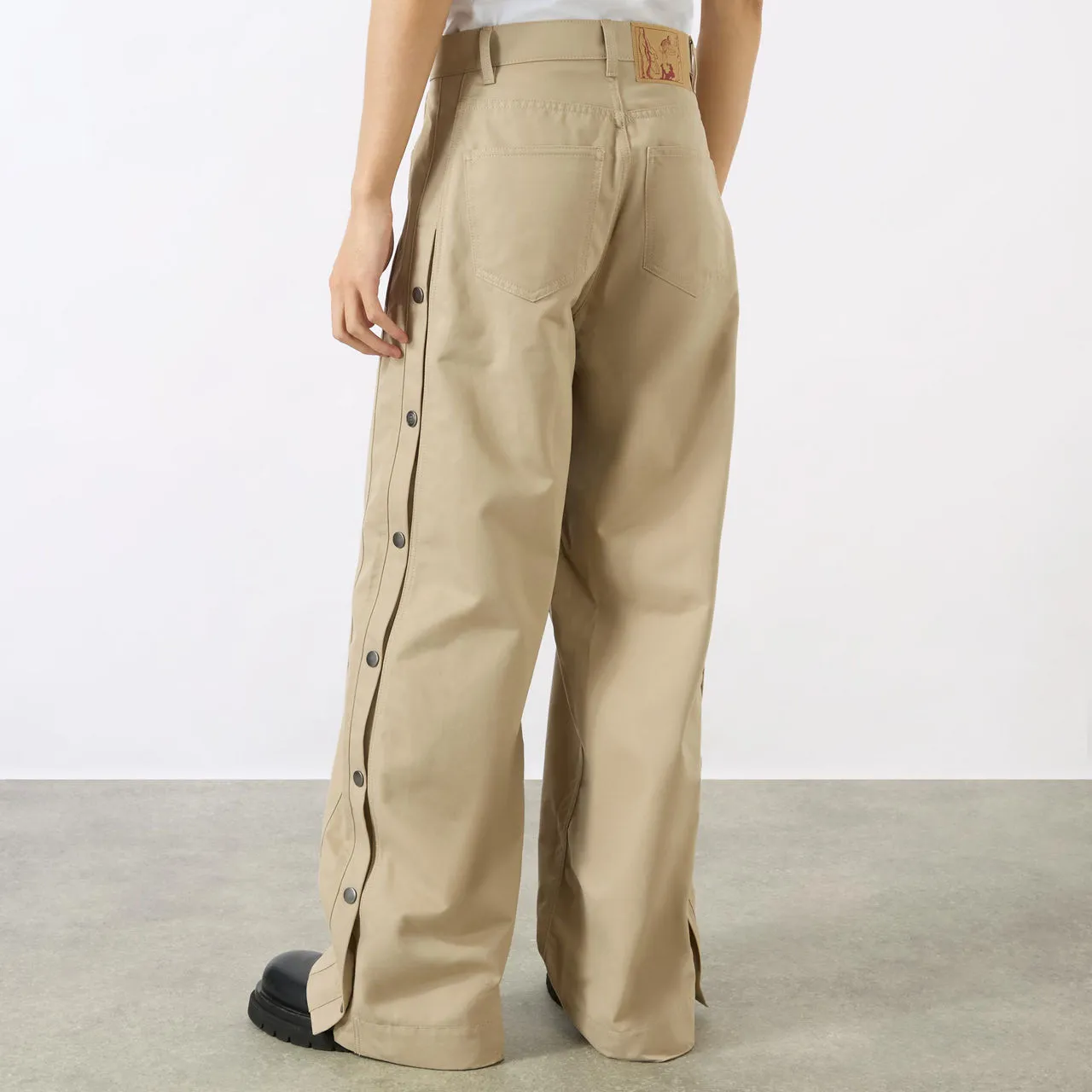 MARTINE ROSE High-Rise Wide Leg Chinos - Beige