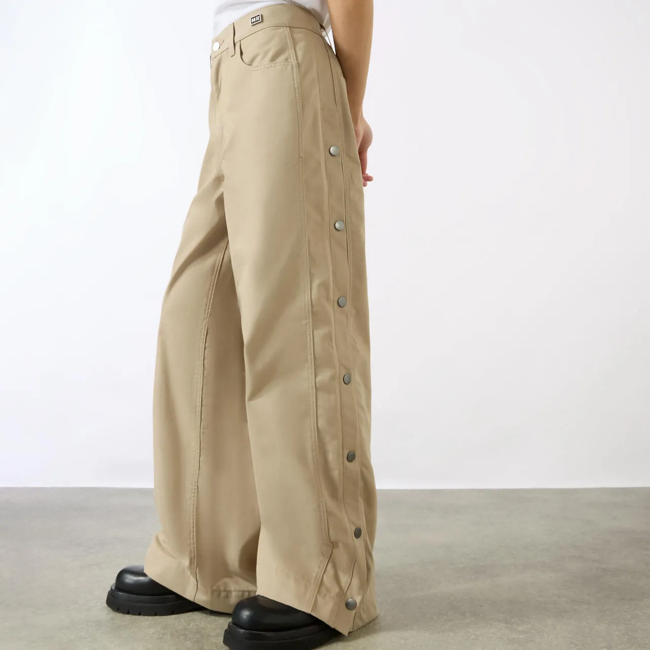 MARTINE ROSE High-Rise Wide Leg Chinos - Beige