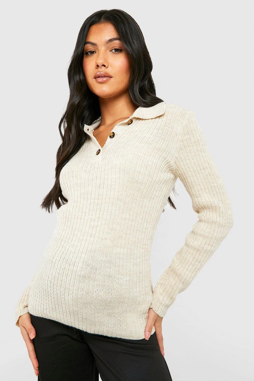 Maternity Collar Button Front Sweater