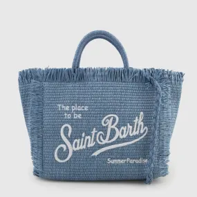 Mc2 Saint Barth Vanity Straw Denim Tote Bag