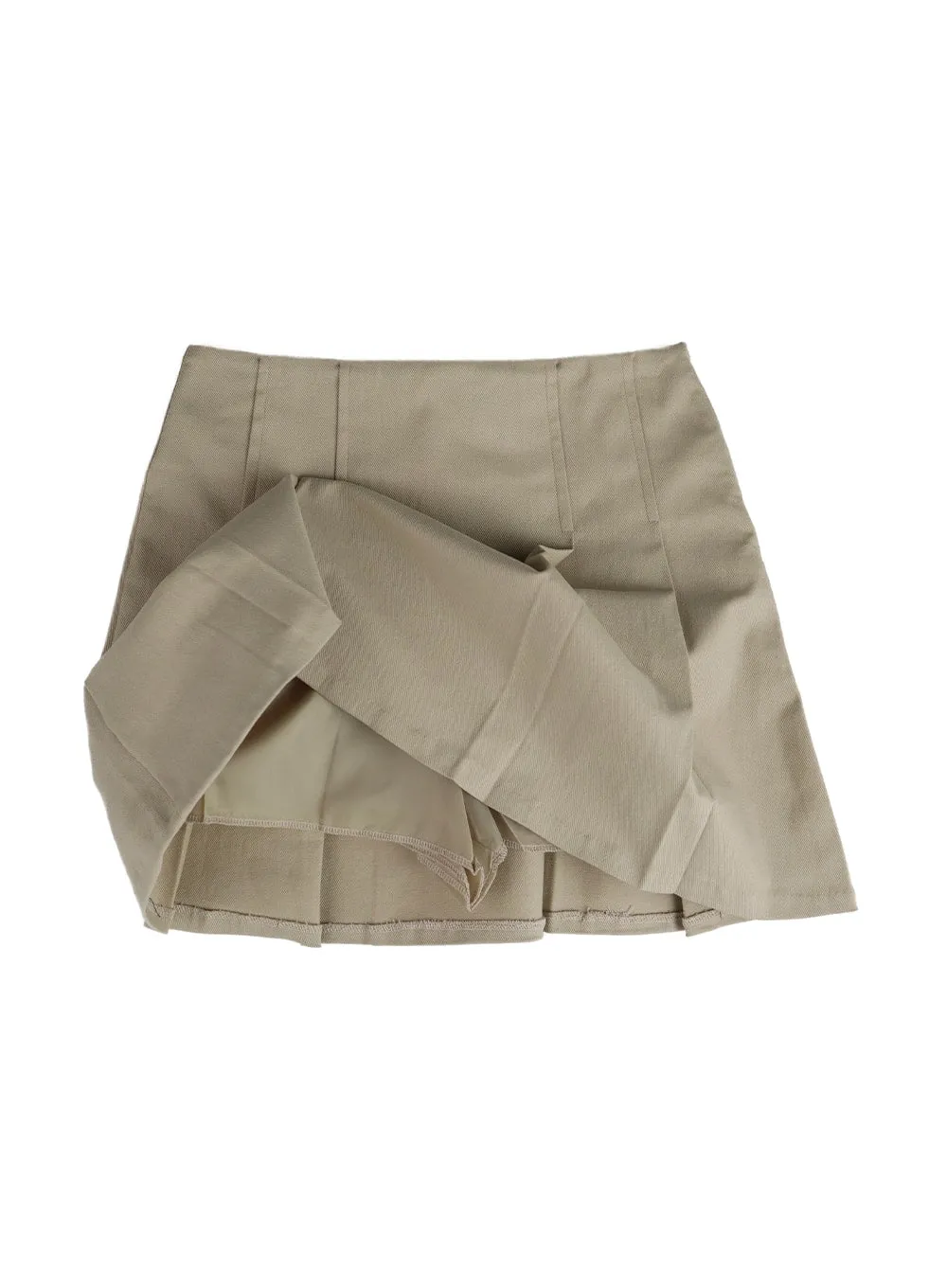 Mid Waist Solid Pleated Mini Skirt IM406