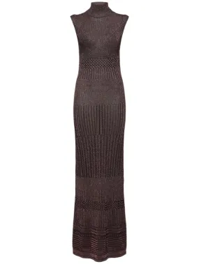 Missoni   Knit viscose lamé turtleneck long dress 