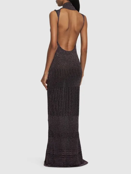 Missoni   Knit viscose lamé turtleneck long dress 