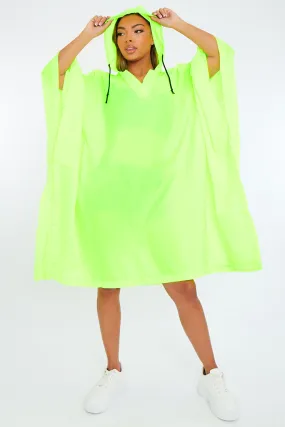 Neon Green Shell Hooded Poncho - Riley