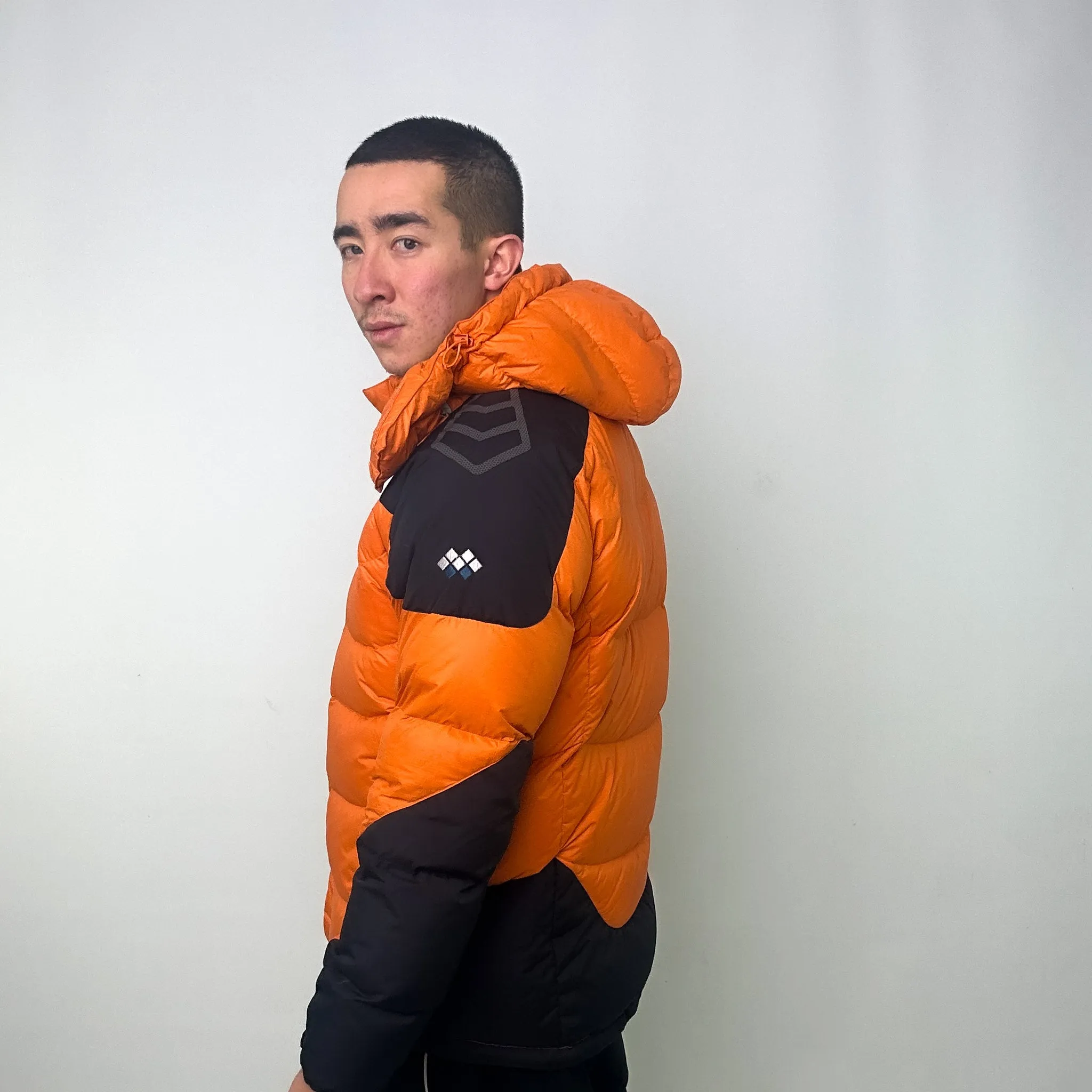 Orange y2ks Mont Bell EX 900 Windstopper Insulated Shell Puffer Jacket Coat (L)