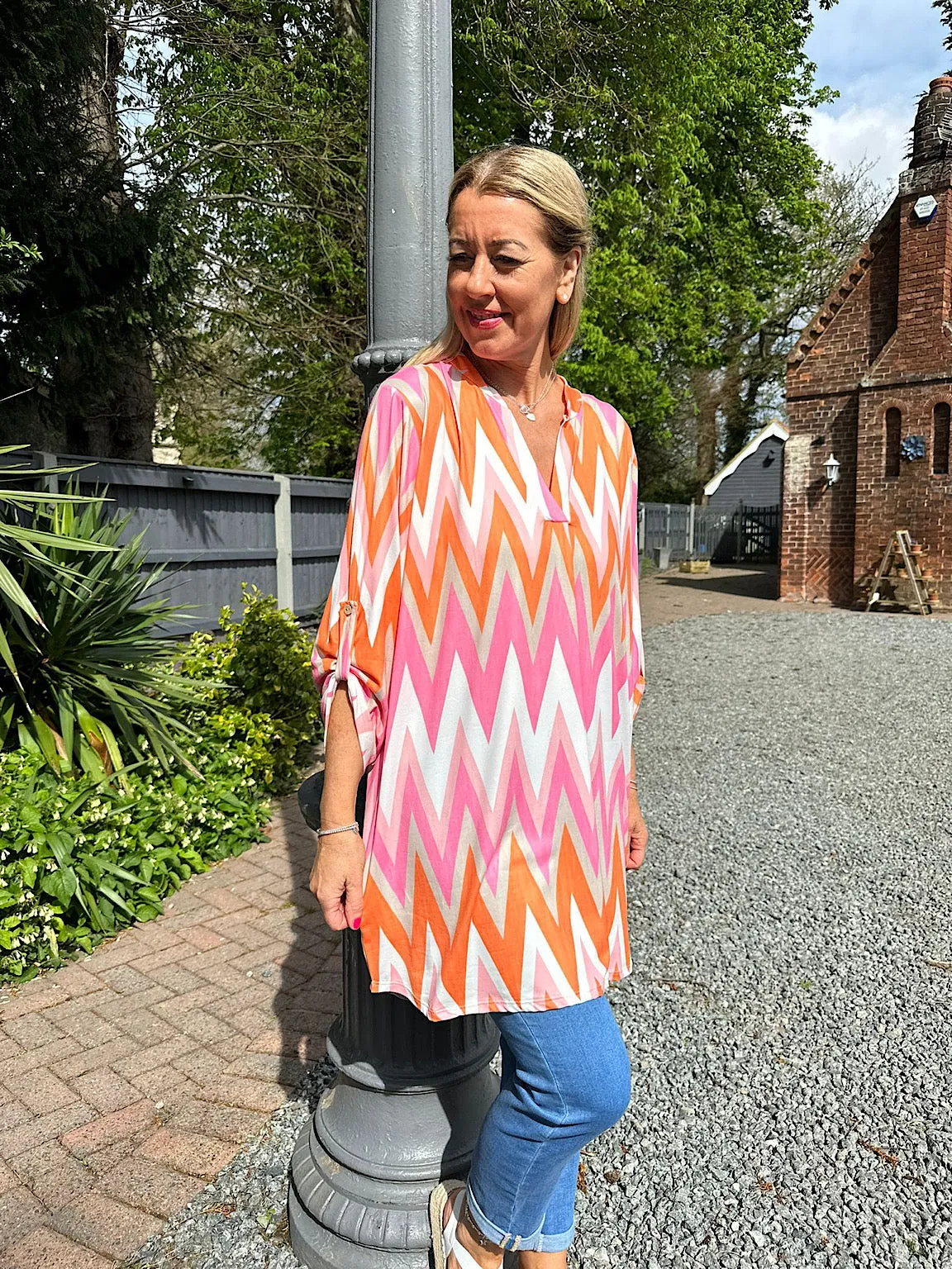 Orange Zig Zag Soft Touch Tunic Gloria