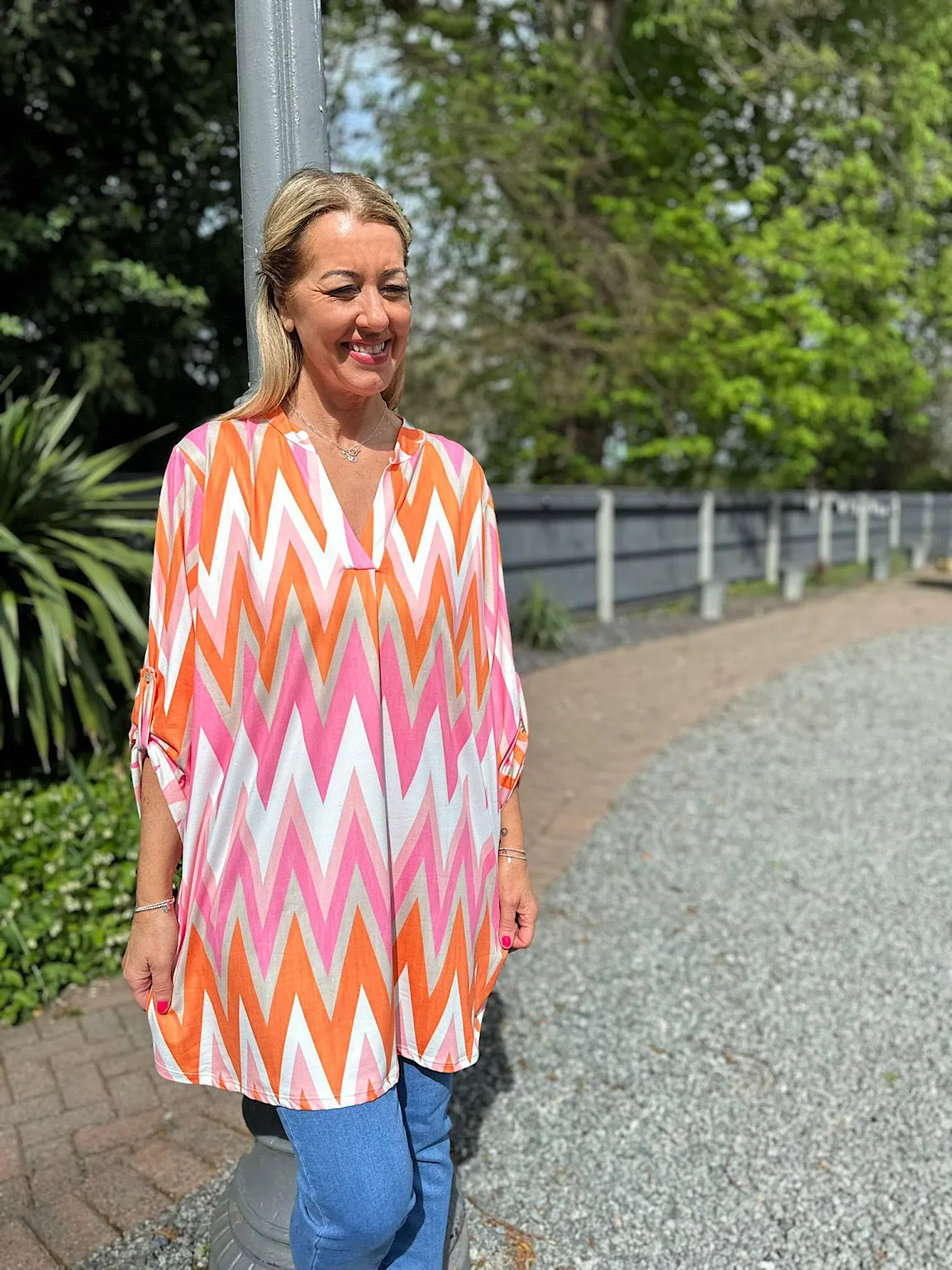 Orange Zig Zag Soft Touch Tunic Gloria