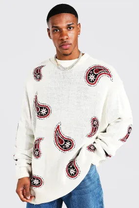 Oversized Paisley Knitted Sweater