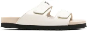 Palm Angels logo-print leather flat sandals White