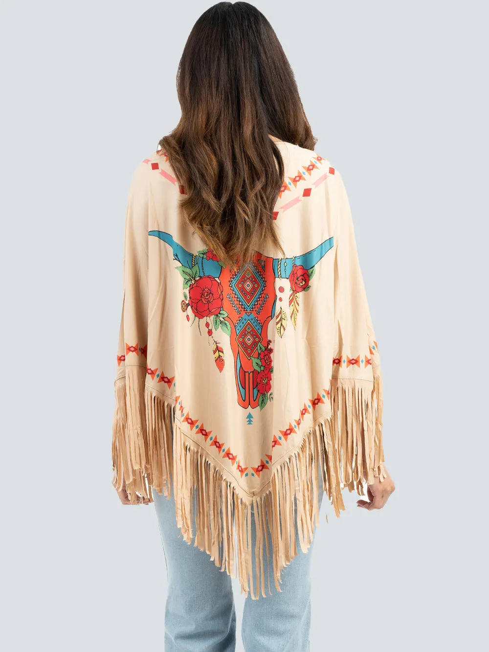 PCH-1680 Montana West Steer Skull Collection Poncho