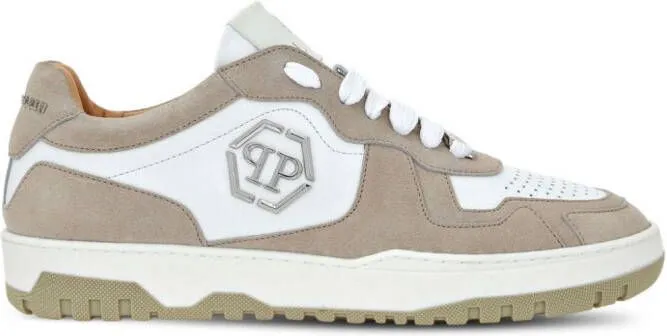 Philipp Plein Hexagon panelled low-top sneakers Neutrals