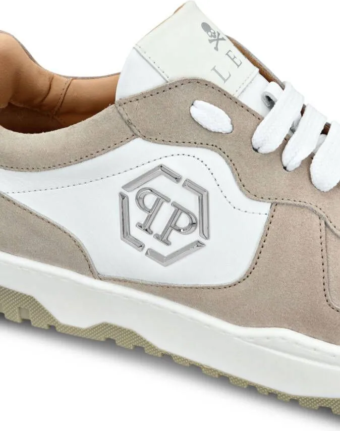 Philipp Plein Hexagon panelled low-top sneakers Neutrals