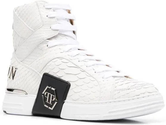 Philipp Plein snakeskin-effect high-top sneakers Black