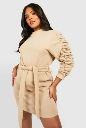 Plus Ruched Sleeve Sweater Dress