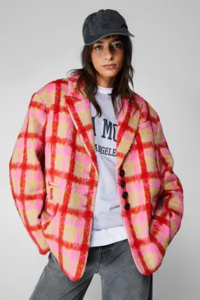 Premium Neon Check Tailored Blazer Coat