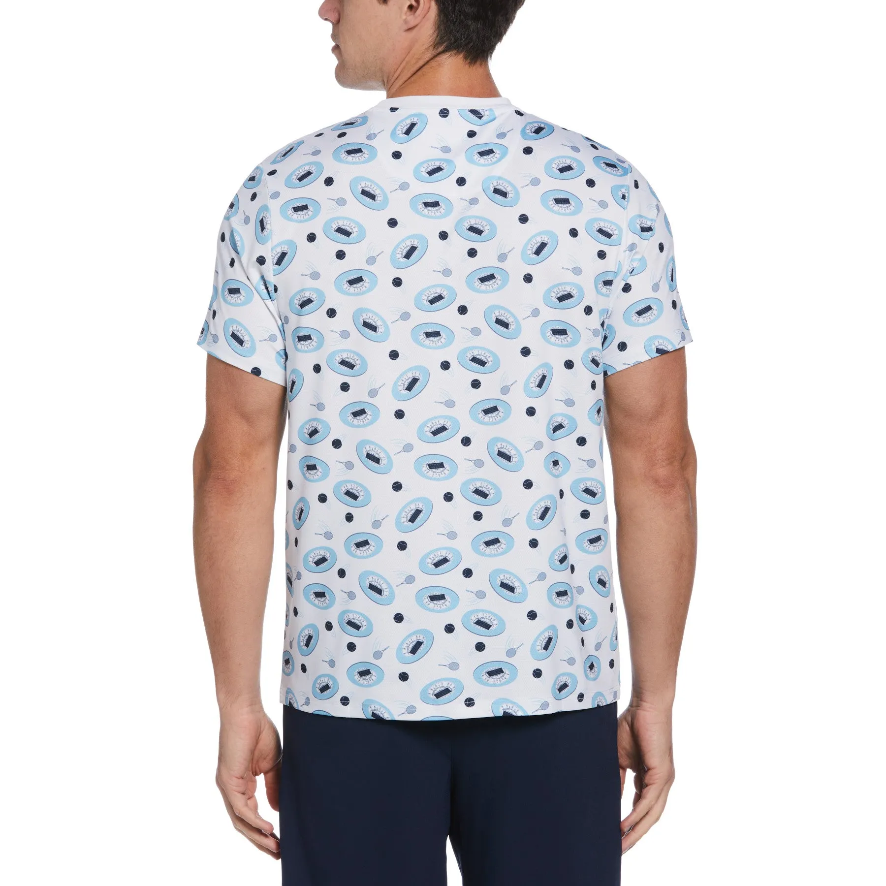 Print Crew Neck Tennis T-Shirt In Bright White