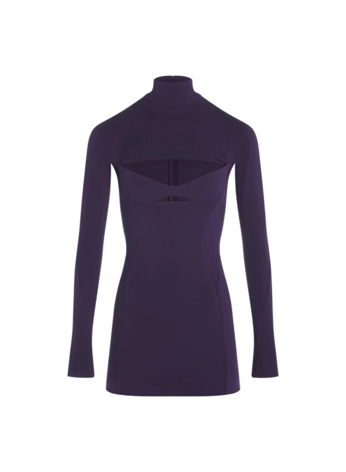 purple long-sleeved mini dress