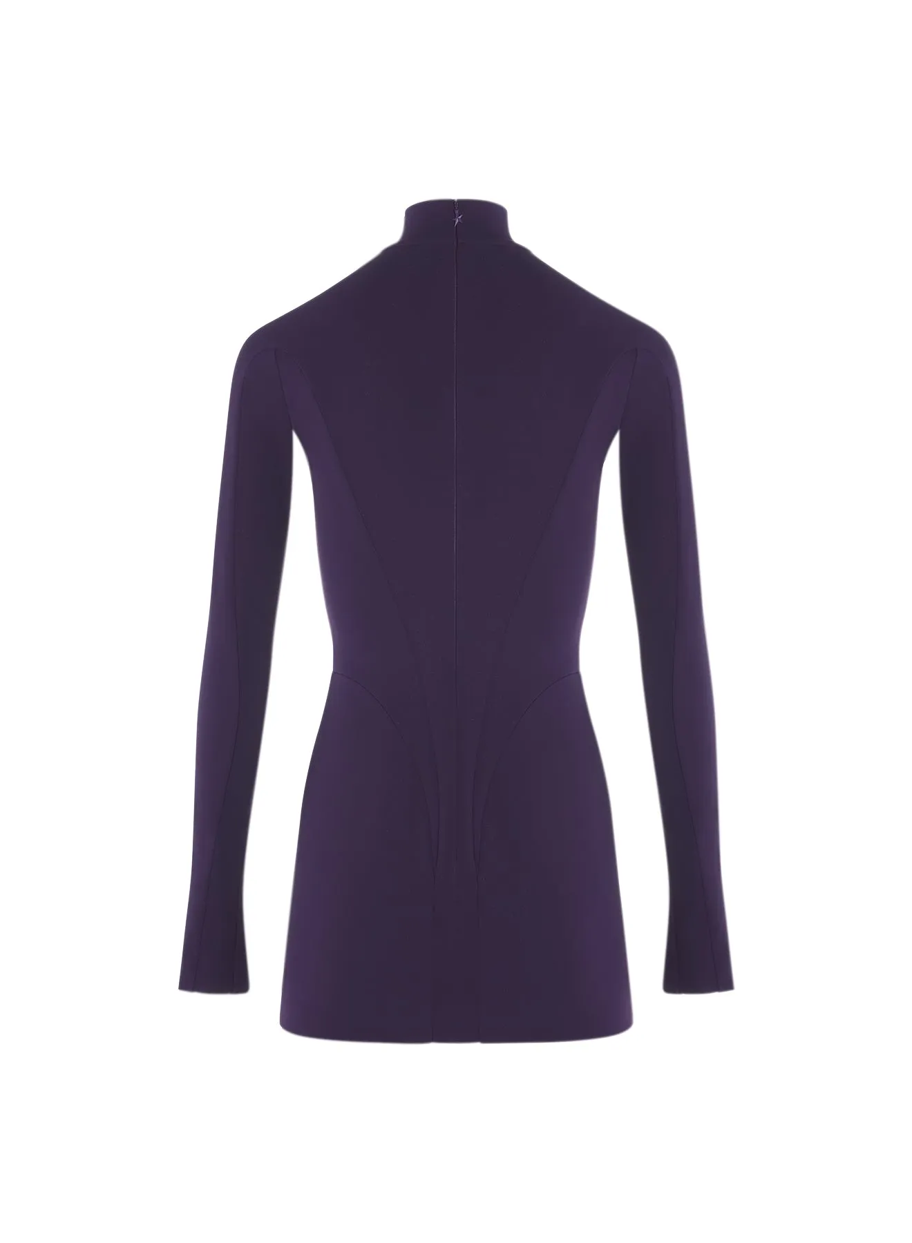 purple long-sleeved mini dress