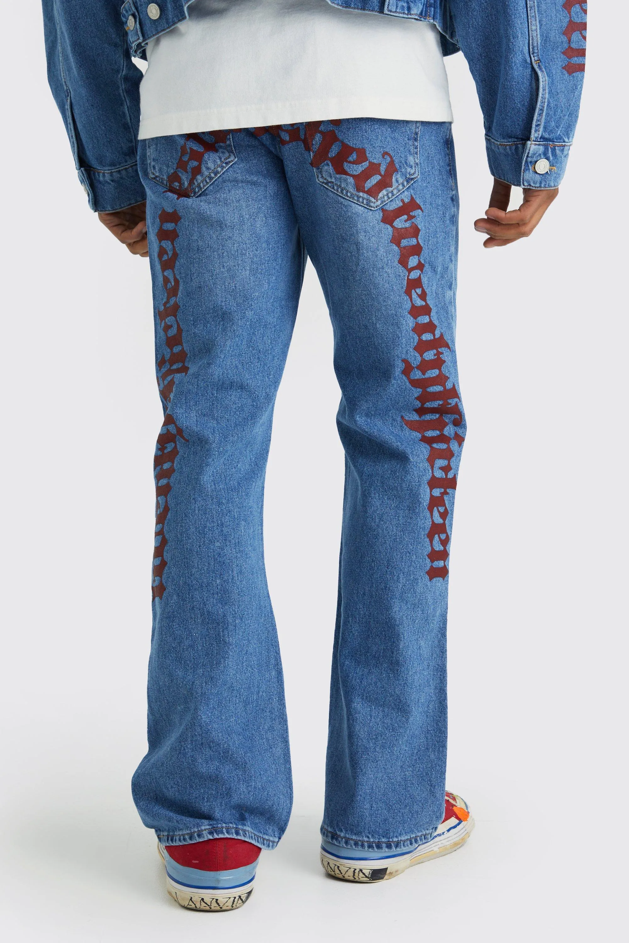 Relaxed Flare Rigid Graphic Waistband Jeans