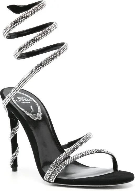 René Caovilla Margot 105mm rhinestone-embellished sandals Black