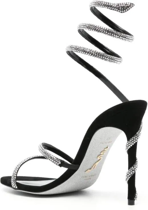 René Caovilla Margot 105mm rhinestone-embellished sandals Black