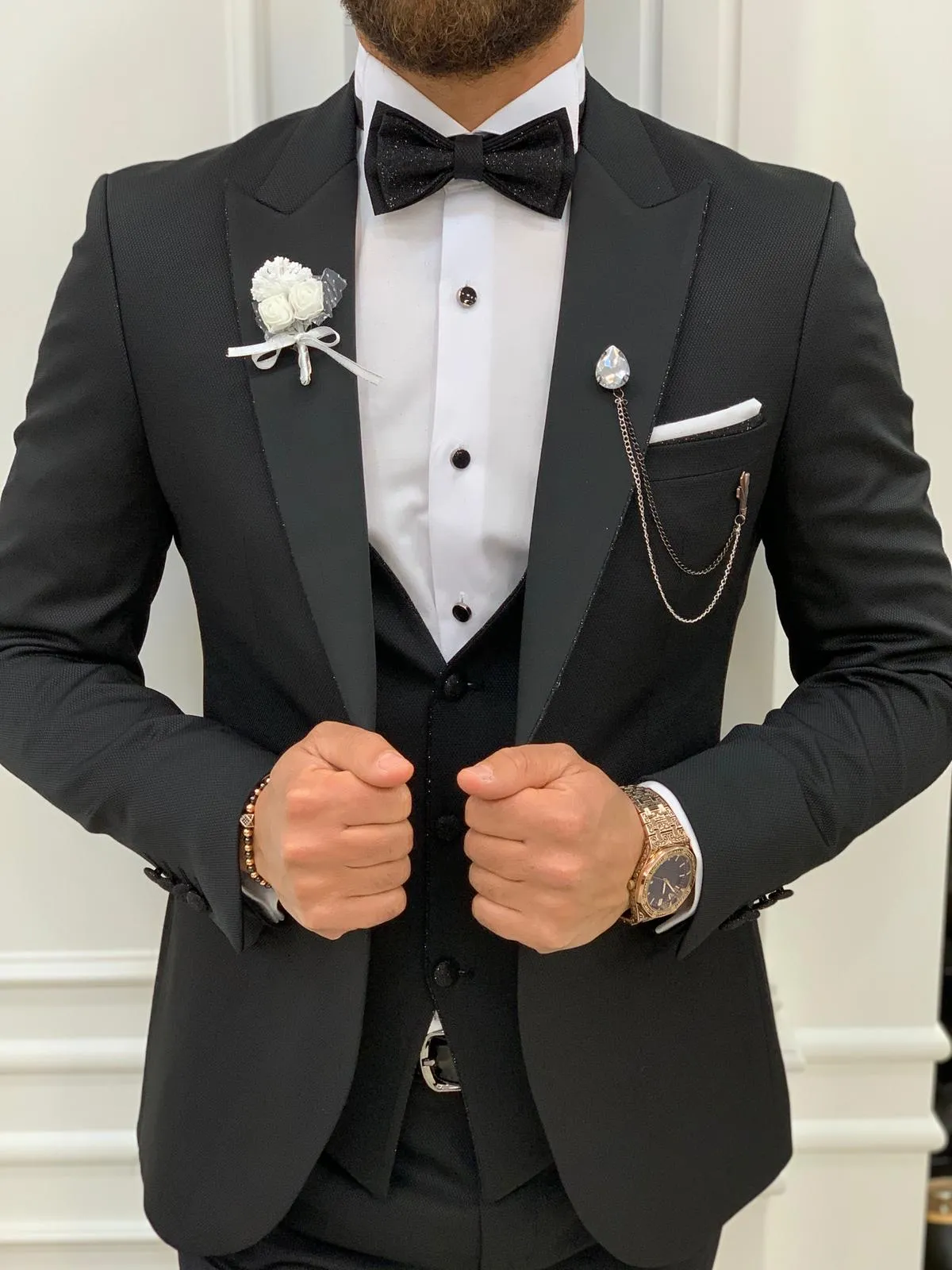 Rialzetti Black Classic Slim Fit Tuxedo