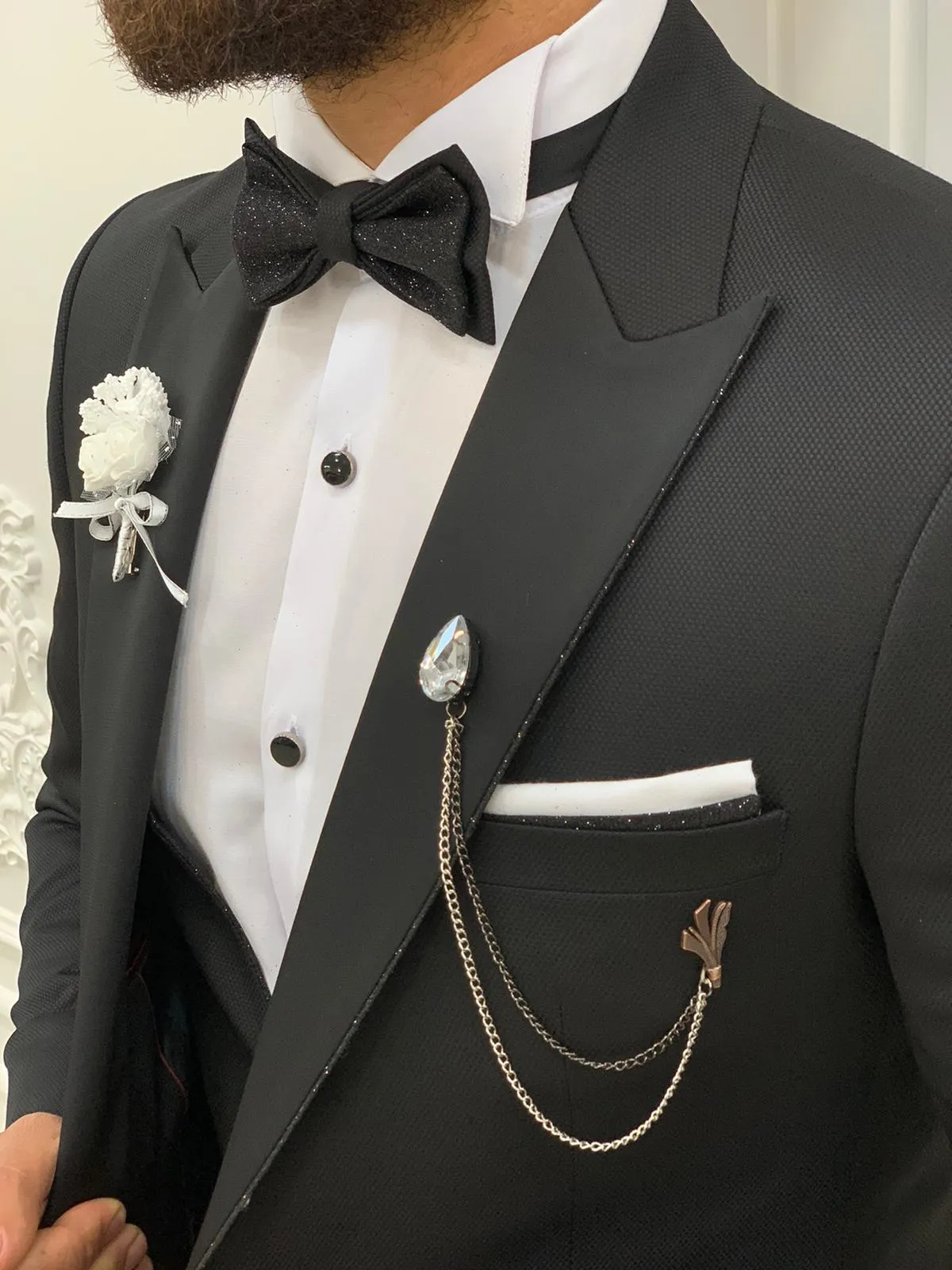 Rialzetti Black Classic Slim Fit Tuxedo