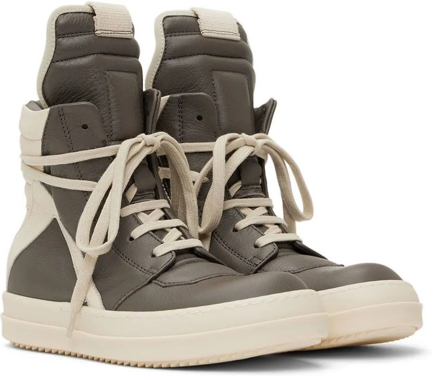 Rick Owens Kids Gray & Off-White Geobasket Sneakers
