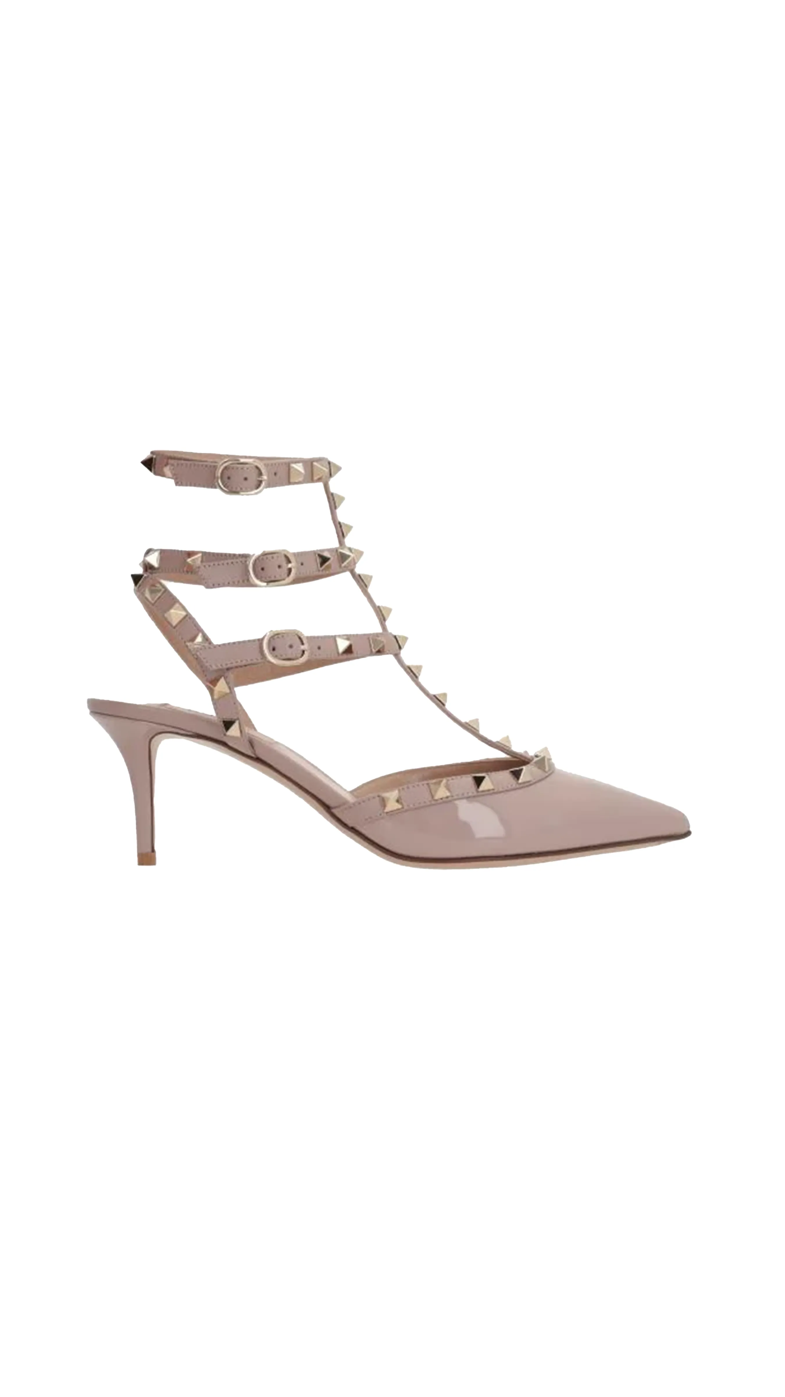 Rockstud Ankle Strap In Patent Leather - Poudre