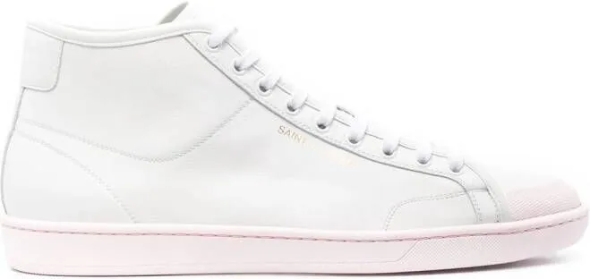 Saint Laurent logo-stamp high top sneakers Yellow