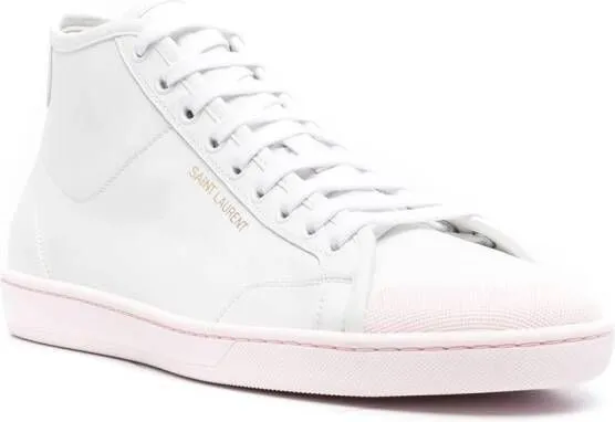 Saint Laurent logo-stamp high top sneakers Yellow