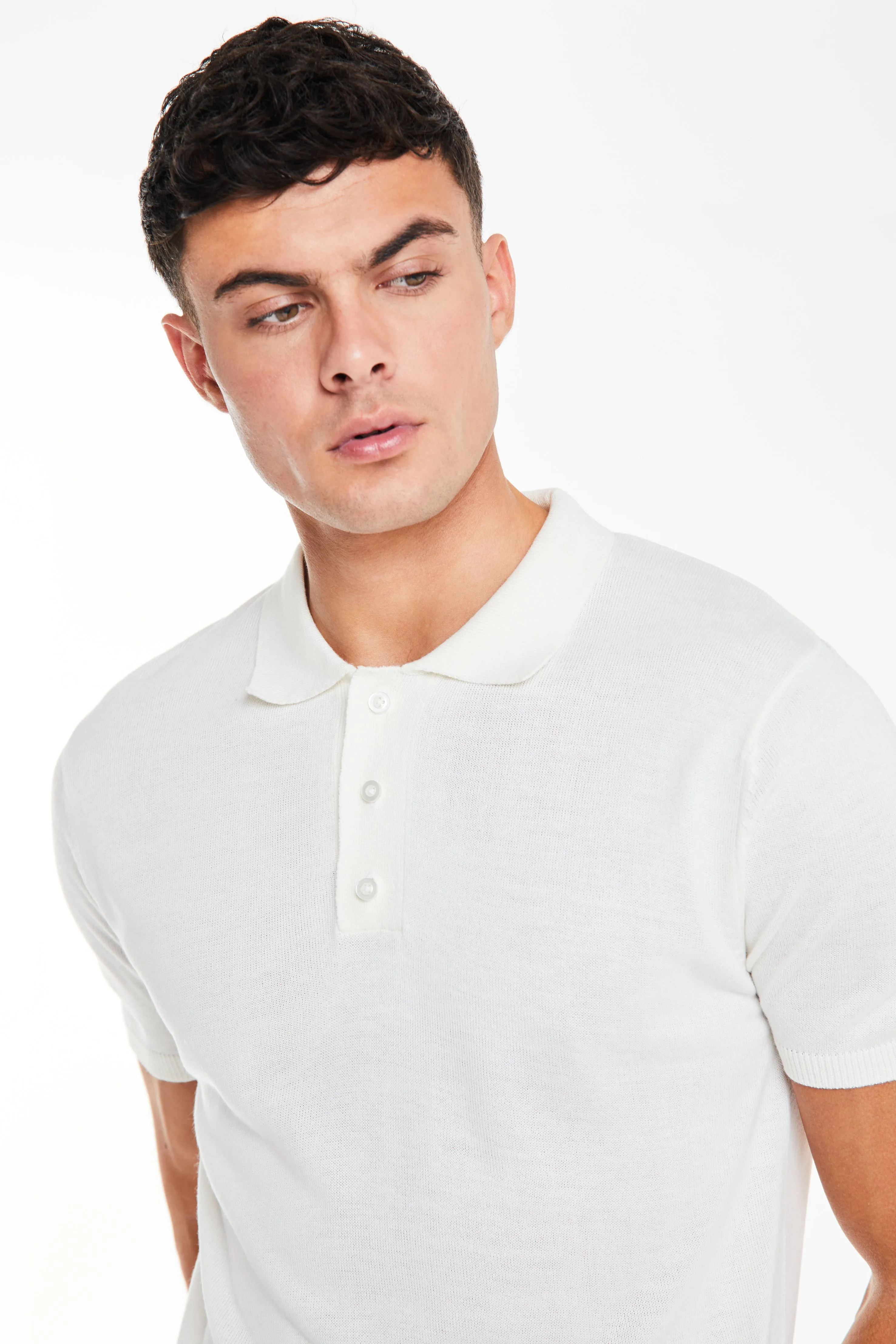 Senza Knitted Polo in Ecru